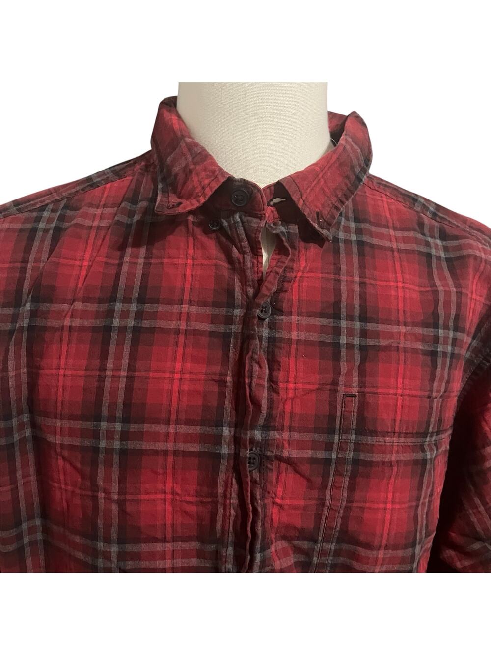 Columbia Men's Red Black Plaid 100% Cotton Long Sleeve Button Down Sz XL Classic